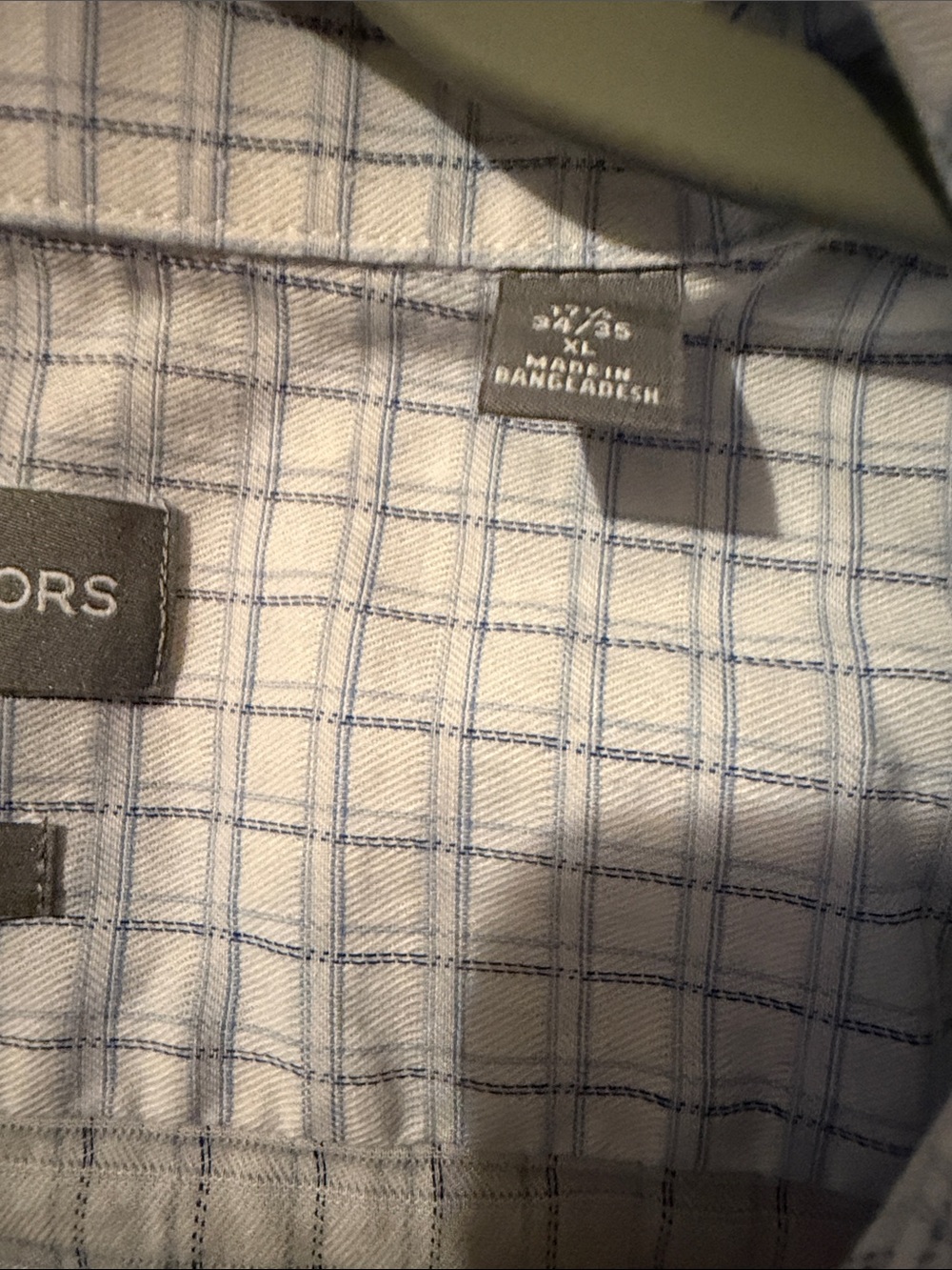 Michael Kors White Shirt with Blue Windowpane Grid